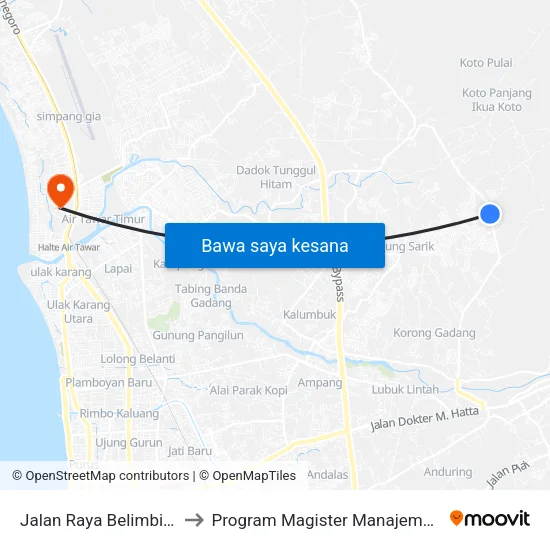 Jalan Raya Belimbing, 3 to Program Magister Manajemen Unp map