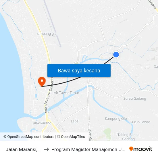 Jalan Maransi, 5 to Program Magister Manajemen Unp map