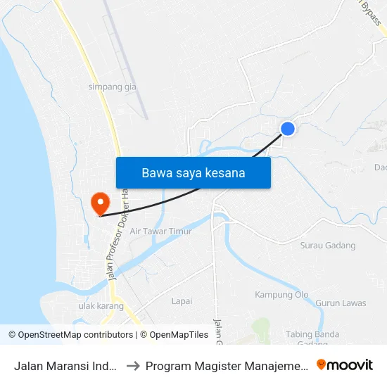 Jalan Maransi Indah, 1 to Program Magister Manajemen Unp map