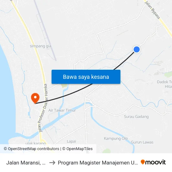 Jalan Maransi, 63 to Program Magister Manajemen Unp map