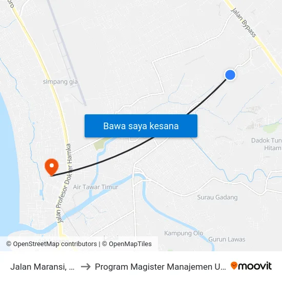 Jalan Maransi, 63 to Program Magister Manajemen Unp map