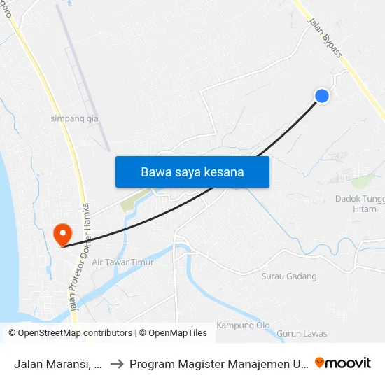 Jalan Maransi, 57 to Program Magister Manajemen Unp map