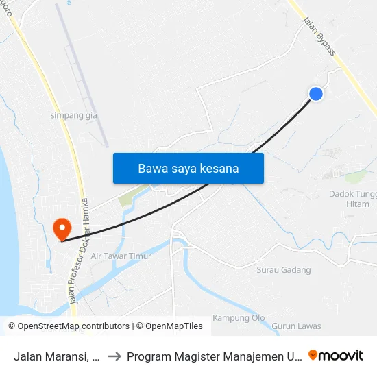 Jalan Maransi, 57 to Program Magister Manajemen Unp map