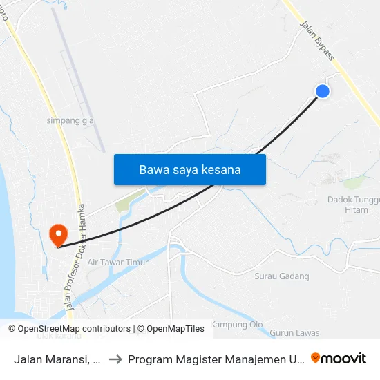 Jalan Maransi, 49 to Program Magister Manajemen Unp map