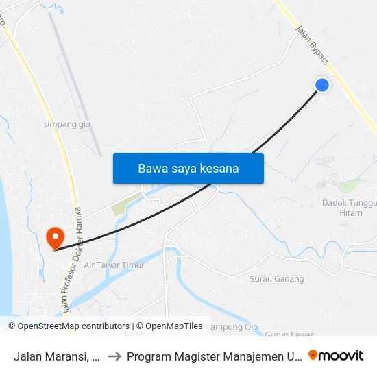 Jalan Maransi, 30 to Program Magister Manajemen Unp map