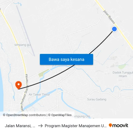Jalan Maransi, 10 to Program Magister Manajemen Unp map