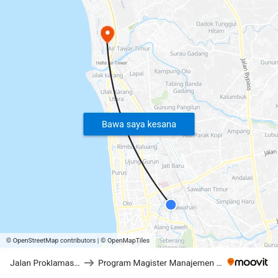 Jalan Proklamasi, 2 to Program Magister Manajemen Unp map