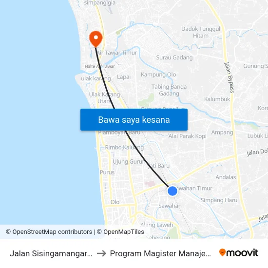 Jalan Sisingamangaraja, 71 to Program Magister Manajemen Unp map