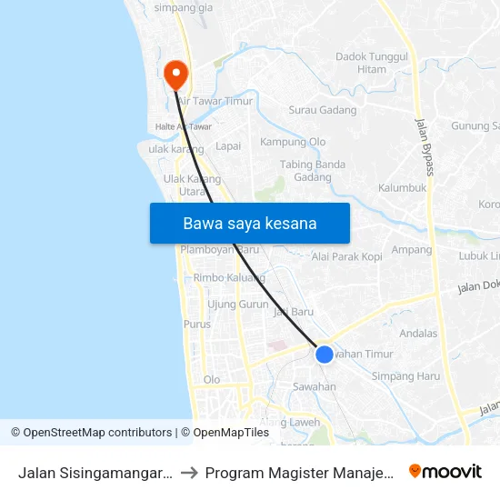 Jalan Sisingamangaraja, 81 to Program Magister Manajemen Unp map