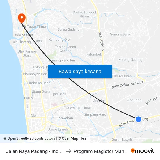 Jalan Raya Padang - Indarung, No.28 to Program Magister Manajemen Unp map