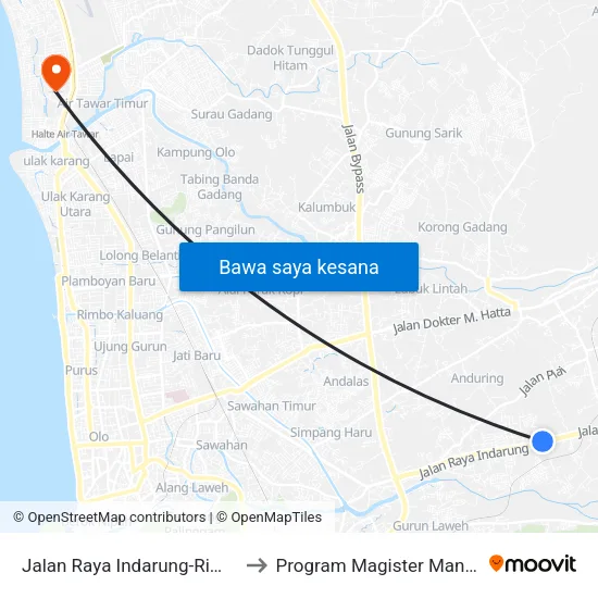 Jalan Raya Indarung-Rimbo Datar, 28 to Program Magister Manajemen Unp map