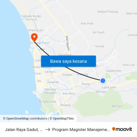Jalan Raya Gadut, No.2 to Program Magister Manajemen Unp map