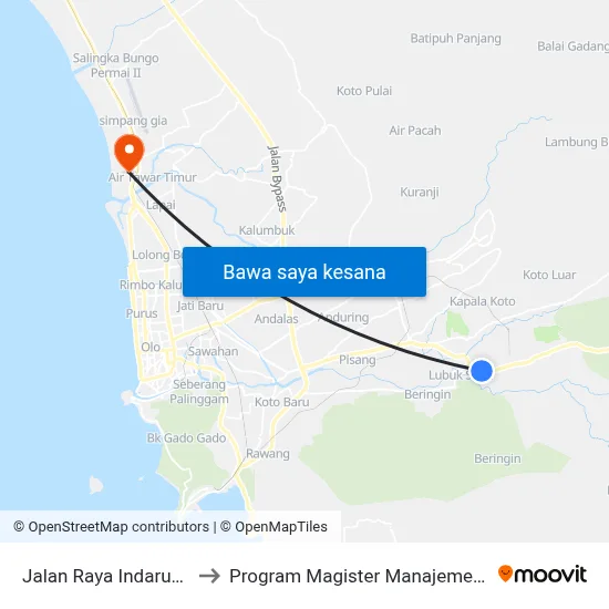 Jalan Raya Indarung, 5 to Program Magister Manajemen Unp map