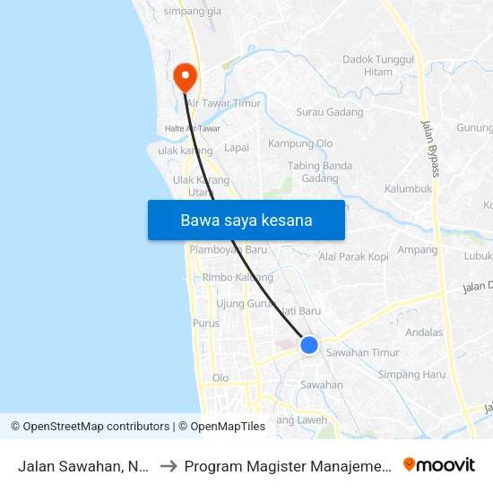 Jalan Sawahan, No.93 to Program Magister Manajemen Unp map