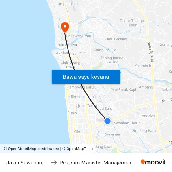 Jalan Sawahan, 89 to Program Magister Manajemen Unp map