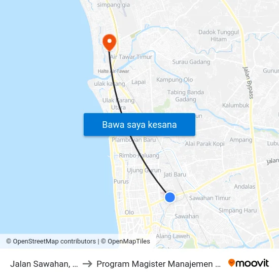 Jalan Sawahan, 59 to Program Magister Manajemen Unp map