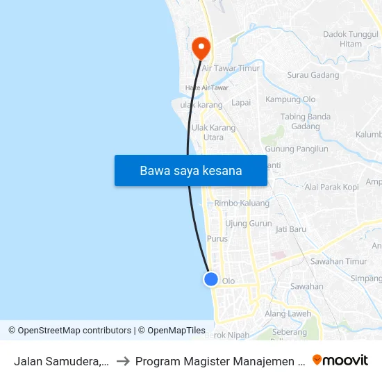 Jalan Samudera, 72 to Program Magister Manajemen Unp map