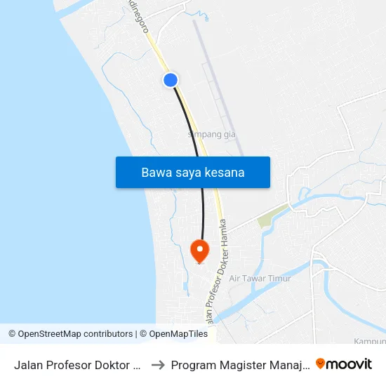 Jalan Profesor Doktor Hamka, 70 to Program Magister Manajemen Unp map