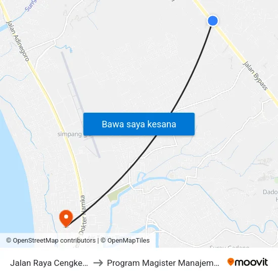 Jalan Raya Cengkeh, 17 to Program Magister Manajemen Unp map