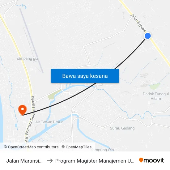 Jalan Maransi, 2 to Program Magister Manajemen Unp map