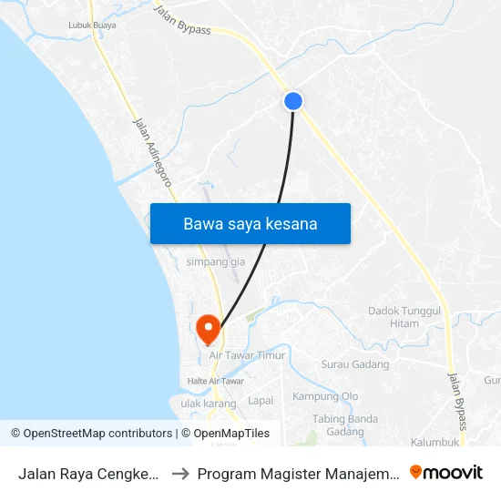 Jalan Raya Cengkeh, 288 to Program Magister Manajemen Unp map