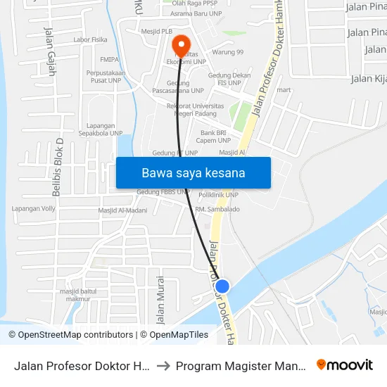 Jalan Profesor Doktor Hamka, No.3 to Program Magister Manajemen Unp map