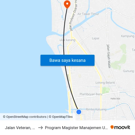 Jalan Veteran, 95 to Program Magister Manajemen Unp map