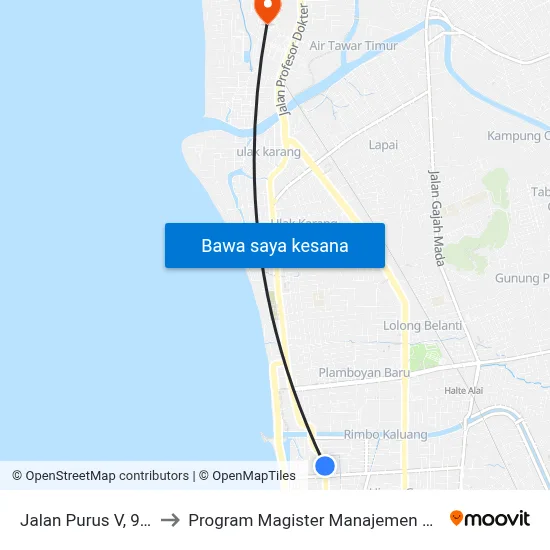 Jalan Purus V, 95e to Program Magister Manajemen Unp map
