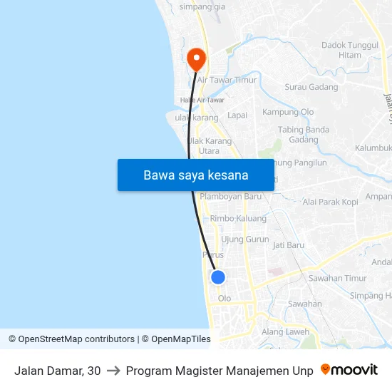 Jalan Damar, 30 to Program Magister Manajemen Unp map