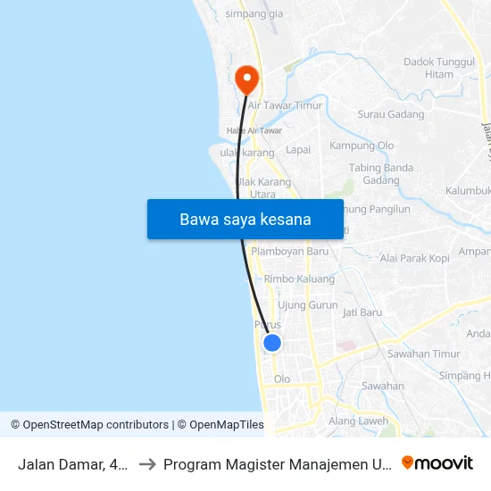 Jalan Damar, 48c to Program Magister Manajemen Unp map