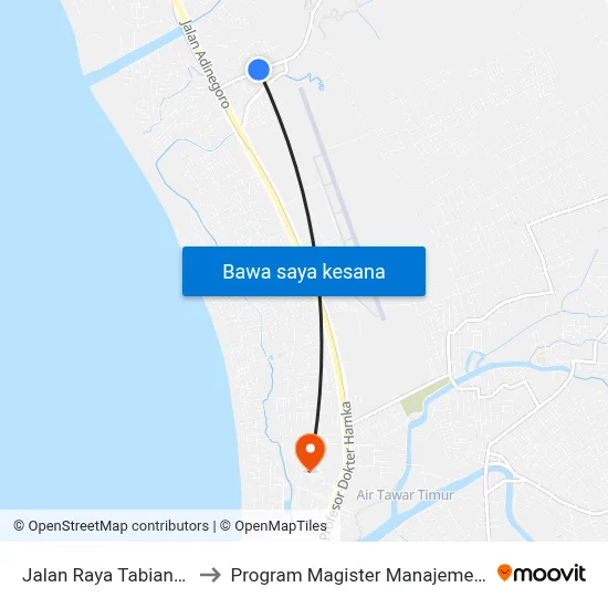 Jalan Raya Tabiang, 10 to Program Magister Manajemen Unp map