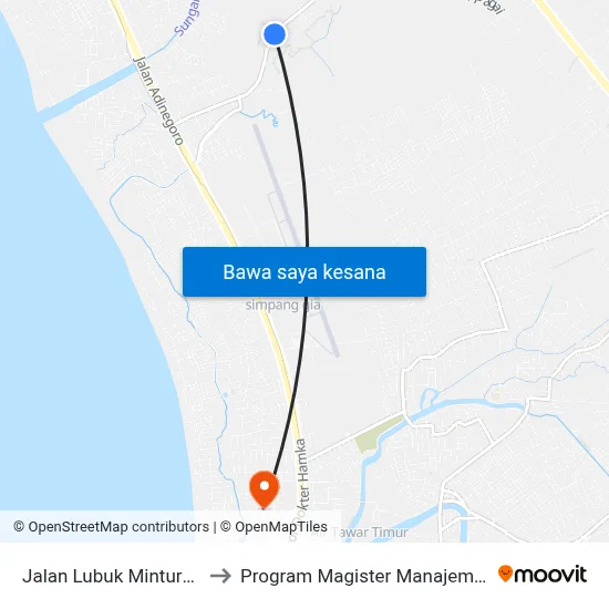 Jalan Lubuk Minturun, 15 to Program Magister Manajemen Unp map