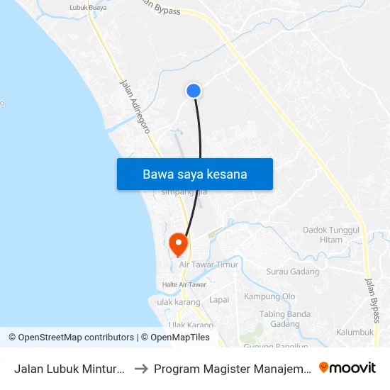 Jalan Lubuk Minturun, 28 to Program Magister Manajemen Unp map