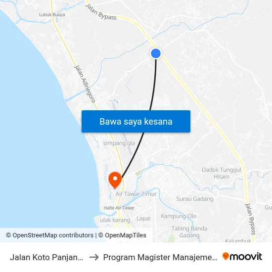 Jalan Koto Panjang, 18 to Program Magister Manajemen Unp map