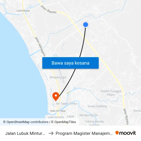Jalan Lubuk Minturun, 15 to Program Magister Manajemen Unp map