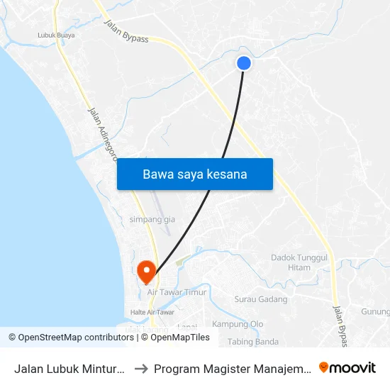Jalan Lubuk Minturun, 18 to Program Magister Manajemen Unp map