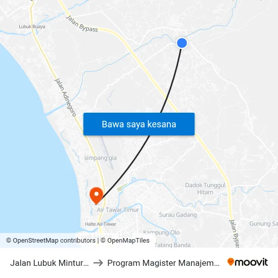 Jalan Lubuk Minturun, 2 to Program Magister Manajemen Unp map