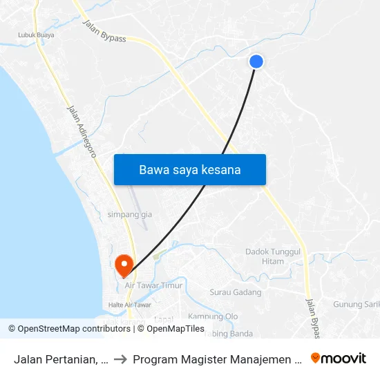 Jalan Pertanian, 19 to Program Magister Manajemen Unp map