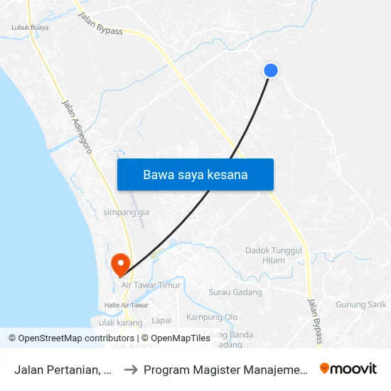 Jalan Pertanian, No 1 to Program Magister Manajemen Unp map