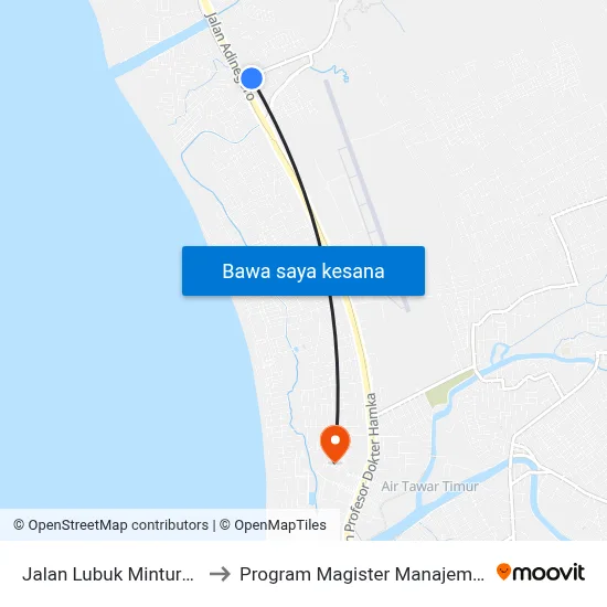 Jalan Lubuk Minturun, 22 to Program Magister Manajemen Unp map