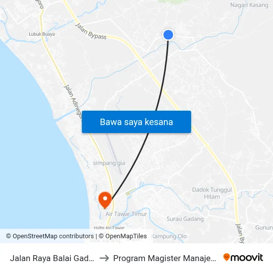 Jalan Raya Balai Gadang, 12 to Program Magister Manajemen Unp map