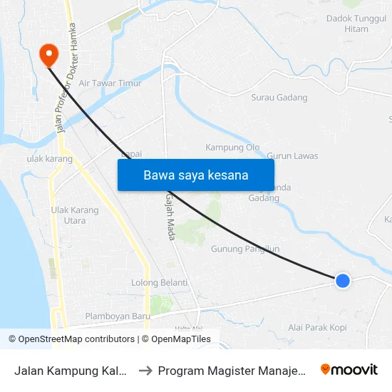 Jalan Kampung Kalawi, 26 to Program Magister Manajemen Unp map