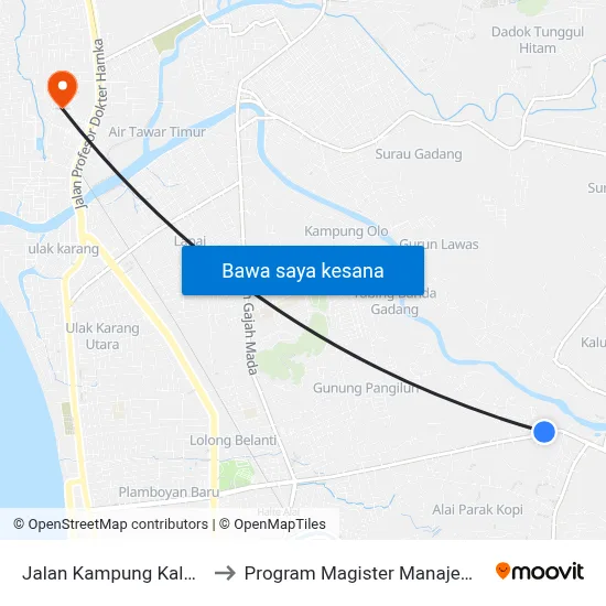 Jalan Kampung Kalawi, 11 to Program Magister Manajemen Unp map