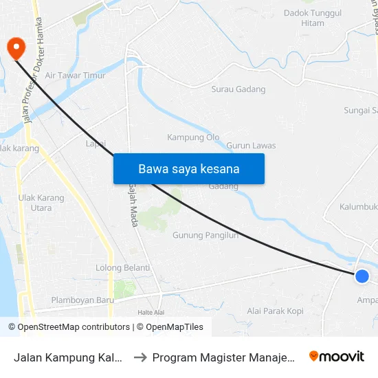 Jalan Kampung Kalawi, 55 to Program Magister Manajemen Unp map