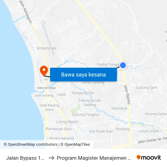Jalan Bypass 12,5 to Program Magister Manajemen Unp map