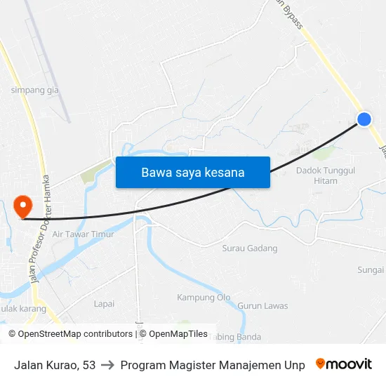 Jalan Kurao, 53 to Program Magister Manajemen Unp map