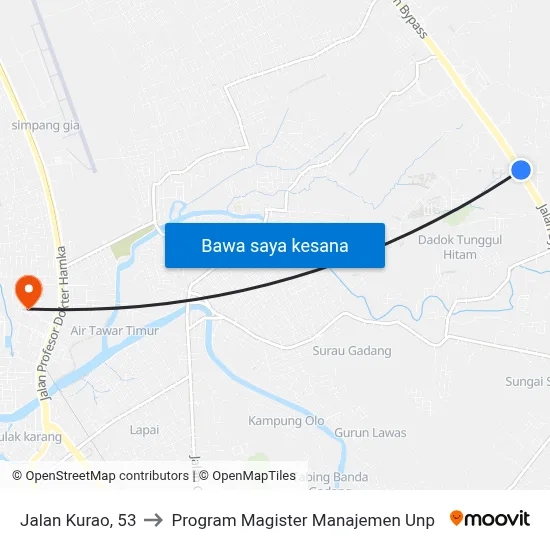 Jalan Kurao, 53 to Program Magister Manajemen Unp map