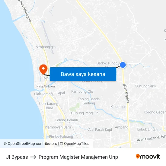 Jl Bypass to Program Magister Manajemen Unp map