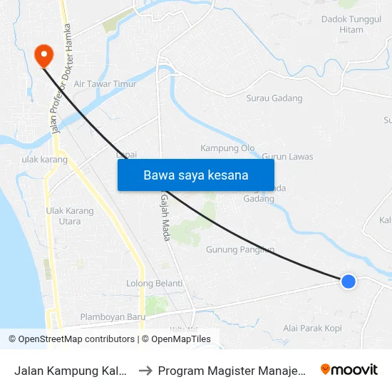 Jalan Kampung Kalawi, 10 to Program Magister Manajemen Unp map