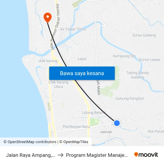 Jalan Raya Ampang, 28kel to Program Magister Manajemen Unp map